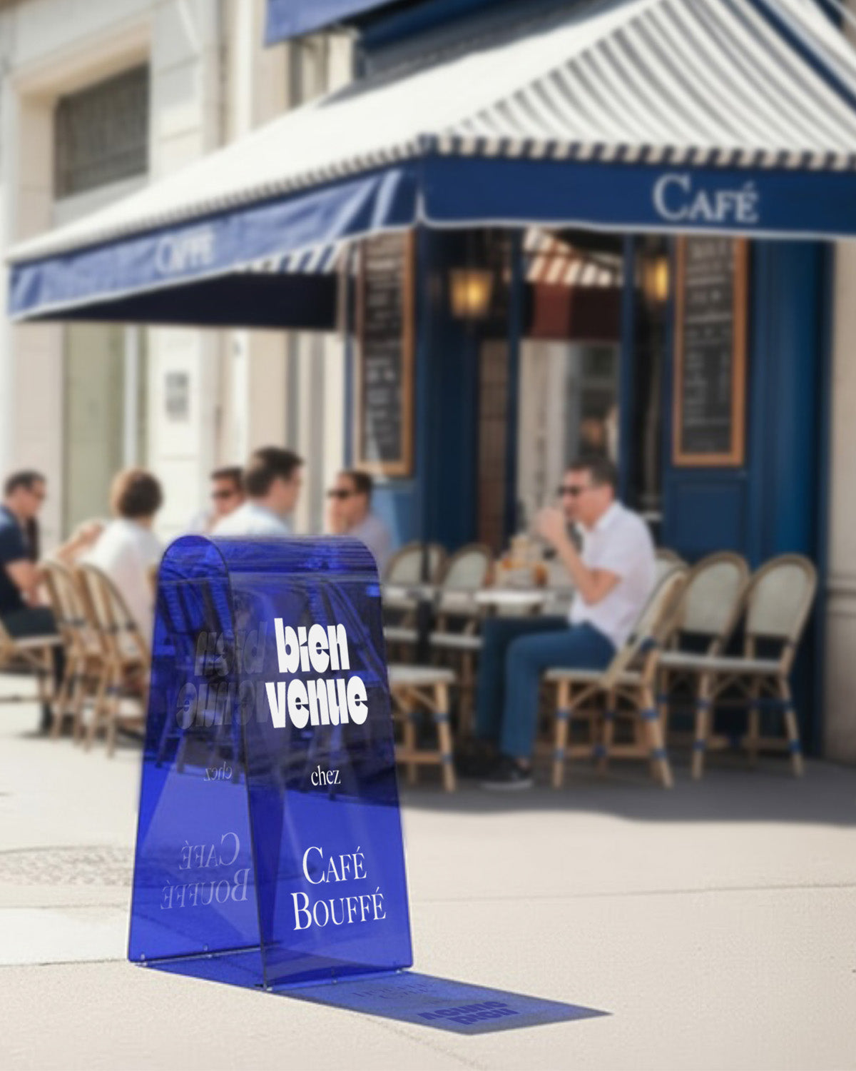 CHOUPA Acrylic Sidewalk Sign in Blue for Café Bouffé
