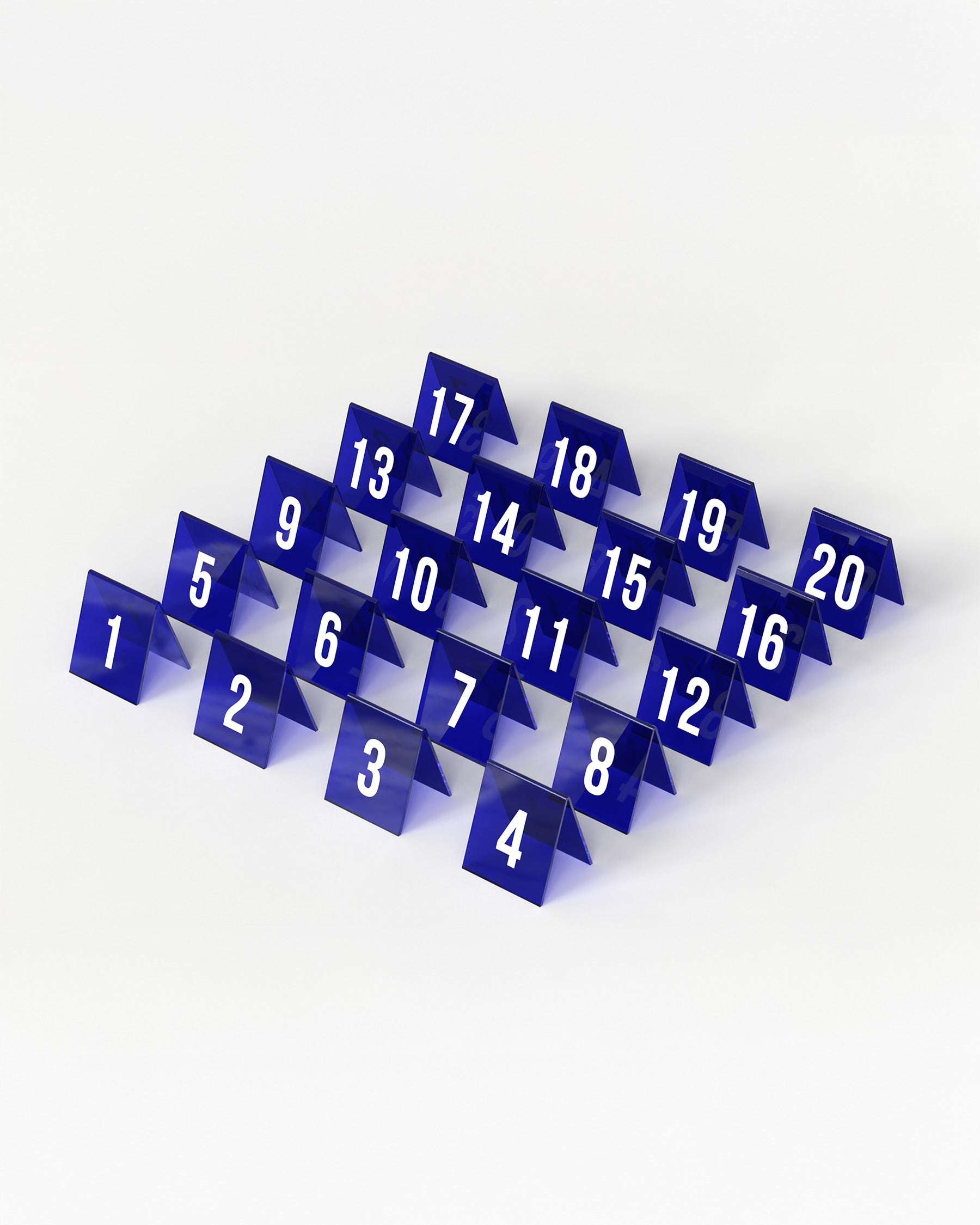 Klein-Blue | Set of 20 table number stackers in blue acrylic#color_klein-blue