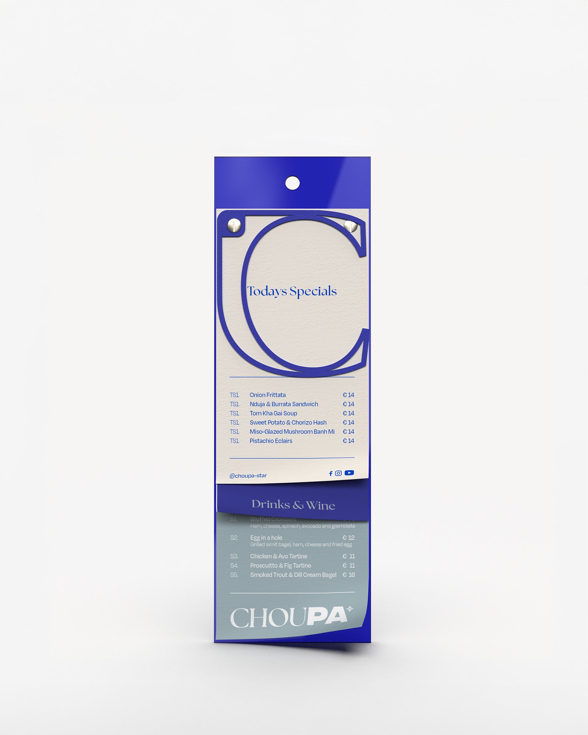 Blue acrylic plexiglass A5 long acrylic menu holder board with paper menu#menu-size_A5-long