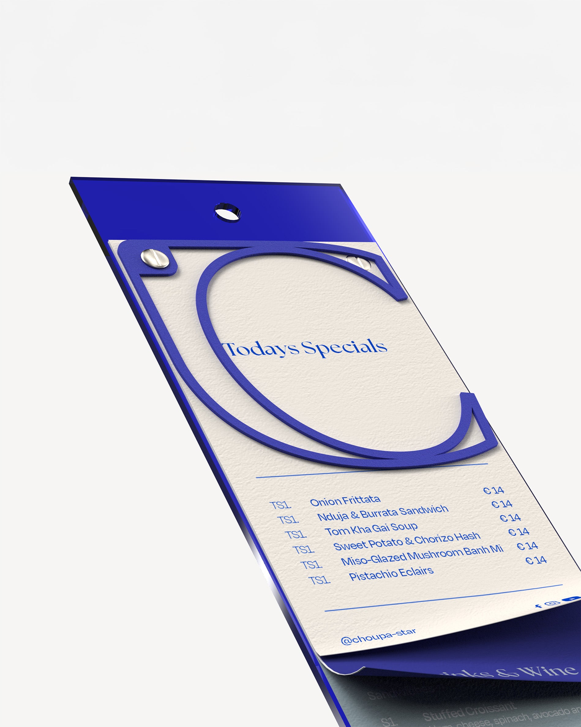 Blue acrylic plexiglass A5 long acrylic menu holder board with paper menu#menu-size_A5-long
