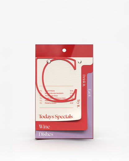 Red acrylic A5 menu holder board with paper menu bound#menu-size_A5