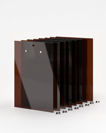 Set of 8 acrylic plexiglass menu board holders in black, brown#menu-size_A4