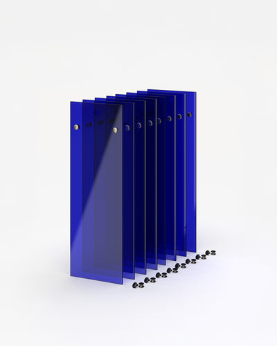 Set de 8 portamenús de acrílico A5 largo azul Klein#menu-size_A5-long