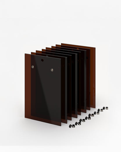 #Set of 8 brown acrylic A5 menu holder boards#color_black-tea