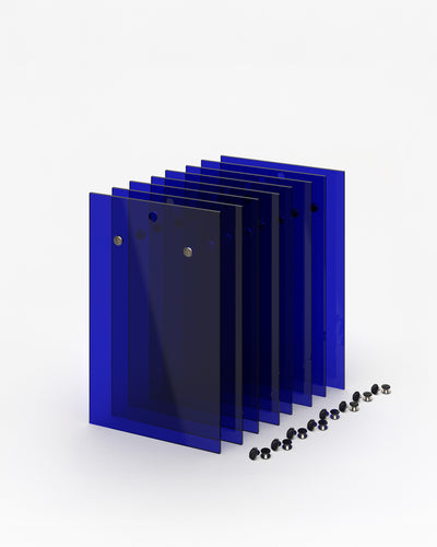 Set de 8 portamenús de acrílico A5 azul Klein#menu-size_A5