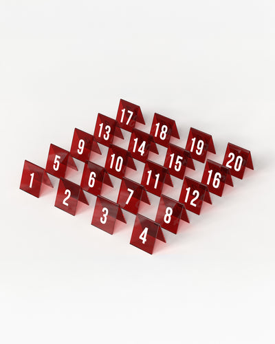 Set de 20 números de mesa apilables de acrílico rojo tomate#color_tomato-red
