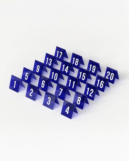 Klein-Blue | Set of 20 table number stackers in blue acrylic#color_klein-blue