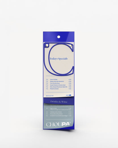 Blue acrylic plexiglass A5 long acrylic menu holder board with paper menu#menu-size_A5-long