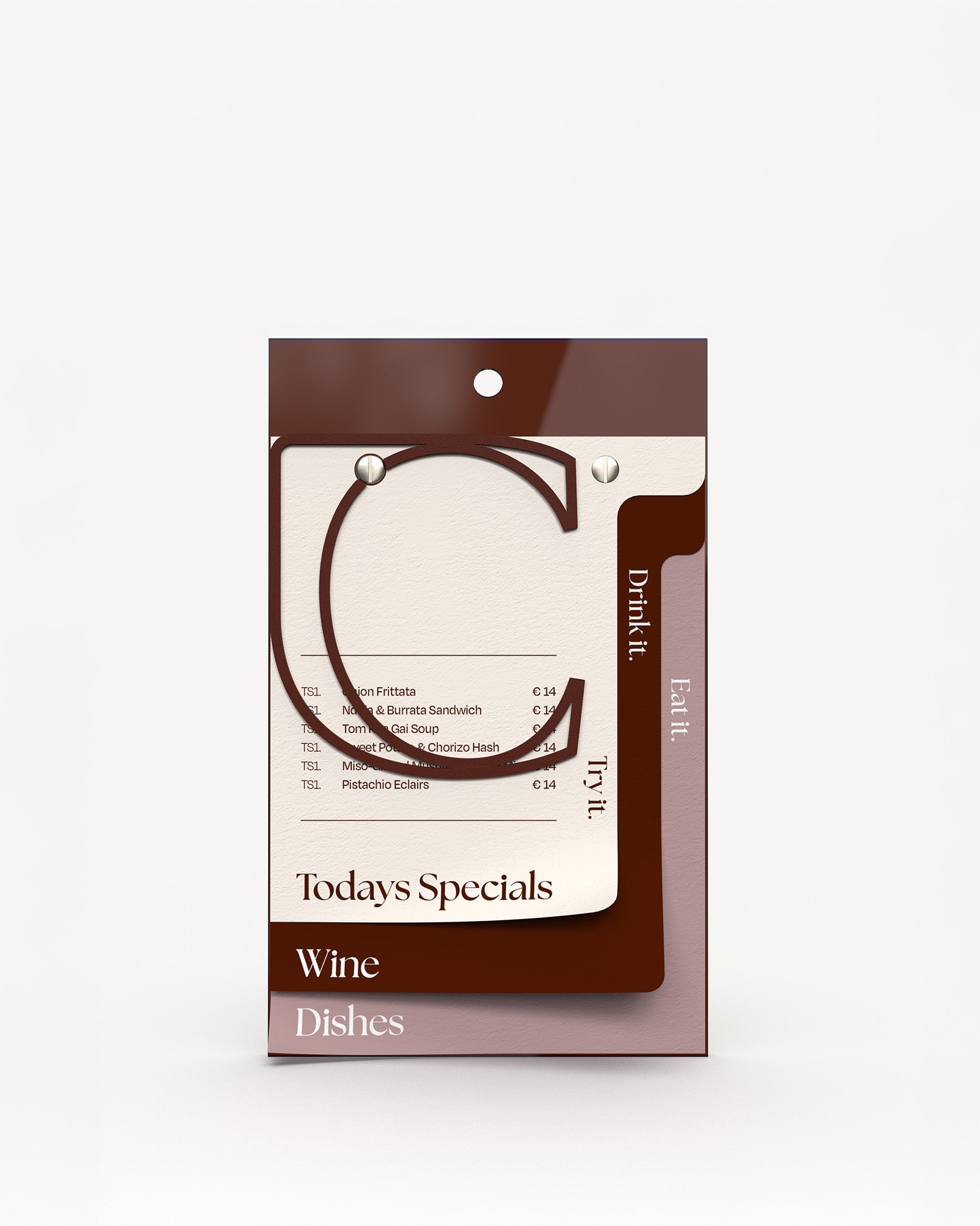 #Brown acrylic A5 menu holder board with paper menu bound#color_black-tea