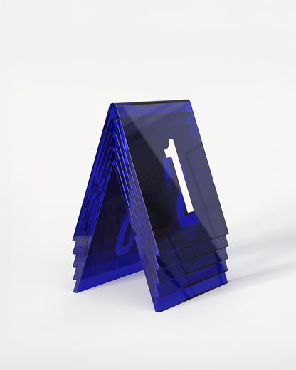 Klein-Blue | Set of 20 stacked table numbers in blue acrylic#color_klein-blue